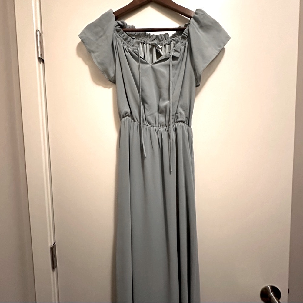 H&M Soft Blue Off-Shoulder Maxi Dress